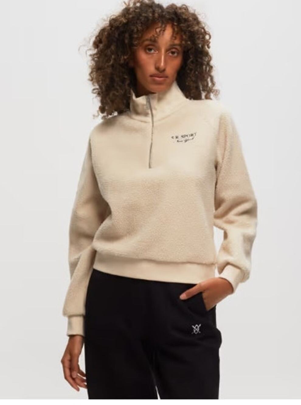New NWT Sporty & Rich Sport Ella Sherpa Quarter Zip Size XS White Cream